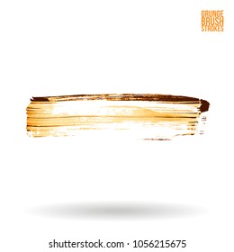 Orange brush stroke and texture. Grunge vector abstract hand - painted element. Underline and border design.