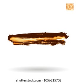 Orange brush stroke and texture. Grunge vector abstract hand - painted element. Underline and border design.