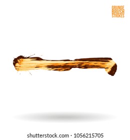 Orange brush stroke and texture. Grunge vector abstract hand - painted element. Underline and border design.