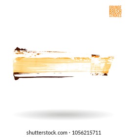 Orange brush stroke and texture. Grunge vector abstract hand - painted element. Underline and border design.