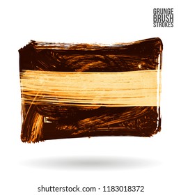 Orange brush stroke and texture. Grunge vector abstract hand - painted element. Underline and border design.