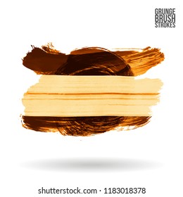 Orange brush stroke and texture. Grunge vector abstract hand - painted element. Underline and border design.