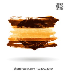 Orange brush stroke and texture. Grunge vector abstract hand - painted element. Underline and border design.