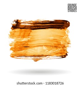 Orange brush stroke and texture. Grunge vector abstract hand - painted element. Underline and border design.