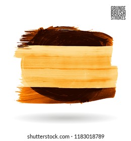Orange brush stroke and texture. Grunge vector abstract hand - painted element. Underline and border design.