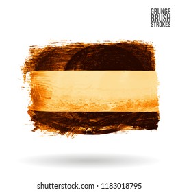 Orange brush stroke and texture. Grunge vector abstract hand - painted element. Underline and border design.