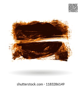 Orange brush stroke and texture. Grunge vector abstract hand - painted element. Underline and border design.