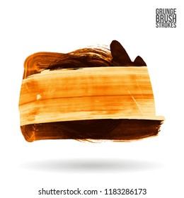Orange brush stroke and texture. Grunge vector abstract hand - painted element. Underline and border design.