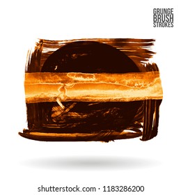 Orange brush stroke and texture. Grunge vector abstract hand - painted element. Underline and border design.