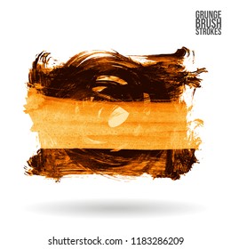 Orange brush stroke and texture. Grunge vector abstract hand - painted element. Underline and border design.