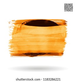 Orange brush stroke and texture. Grunge vector abstract hand - painted element. Underline and border design.