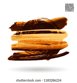 Orange brush stroke and texture. Grunge vector abstract hand - painted element. Underline and border design.