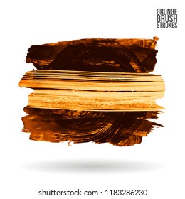Orange brush stroke and texture. Grunge vector abstract hand - painted element. Underline and border design.