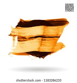Orange brush stroke and texture. Grunge vector abstract hand - painted element. Underline and border design.