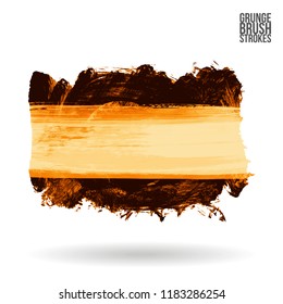 Orange brush stroke and texture. Grunge vector abstract hand - painted element. Underline and border design.