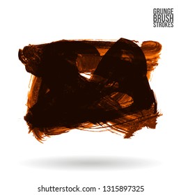 Orange brush stroke and texture. Grunge vector abstract hand - painted element. Underline and border design.