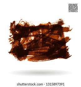 Orange brush stroke and texture. Grunge vector abstract hand - painted element. Underline and border design.
