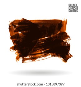 Orange brush stroke and texture. Grunge vector abstract hand - painted element. Underline and border design.