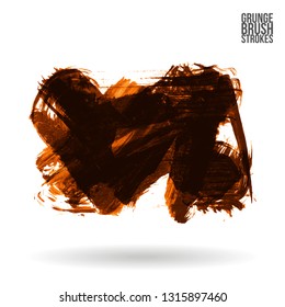 Orange brush stroke and texture. Grunge vector abstract hand - painted element. Underline and border design.