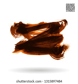 Orange brush stroke and texture. Grunge vector abstract hand - painted element. Underline and border design.