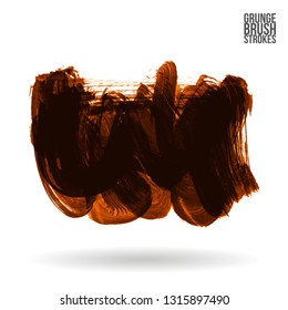 Orange brush stroke and texture. Grunge vector abstract hand - painted element. Underline and border design.