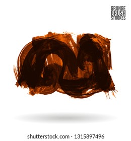 Orange brush stroke and texture. Grunge vector abstract hand - painted element. Underline and border design.