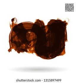 Orange brush stroke and texture. Grunge vector abstract hand - painted element. Underline and border design.