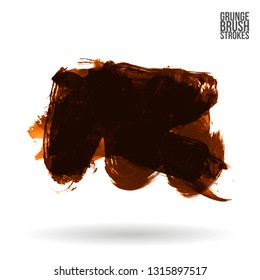 Orange brush stroke and texture. Grunge vector abstract hand - painted element. Underline and border design.