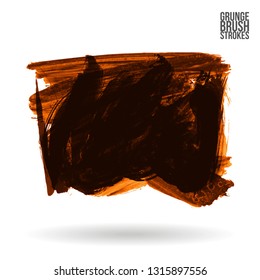Orange brush stroke and texture. Grunge vector abstract hand - painted element. Underline and border design.