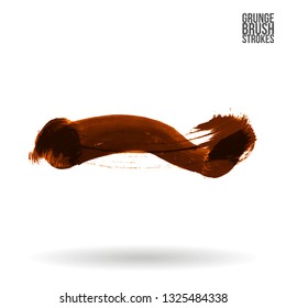 Orange brush stroke and texture. Grunge vector abstract hand - painted element. Underline and border design.