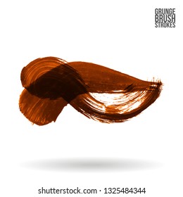 Orange brush stroke and texture. Grunge vector abstract hand - painted element. Underline and border design.