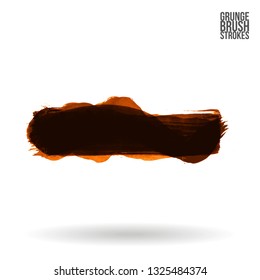 Orange brush stroke and texture. Grunge vector abstract hand - painted element. Underline and border design.