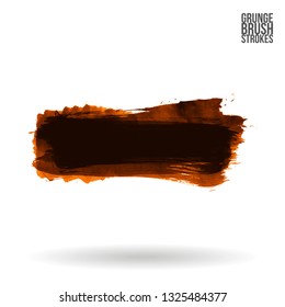 Orange brush stroke and texture. Grunge vector abstract hand - painted element. Underline and border design.