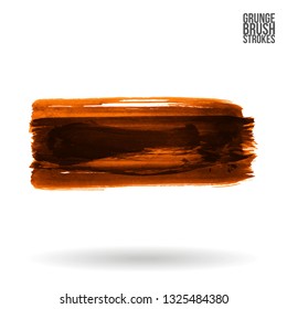Orange brush stroke and texture. Grunge vector abstract hand - painted element. Underline and border design.