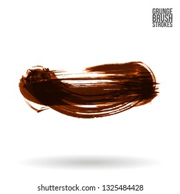 Orange brush stroke and texture. Grunge vector abstract hand - painted element. Underline and border design.