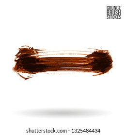 Orange brush stroke and texture. Grunge vector abstract hand - painted element. Underline and border design.