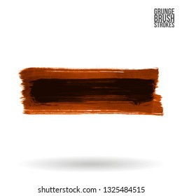 Orange brush stroke and texture. Grunge vector abstract hand - painted element. Underline and border design.