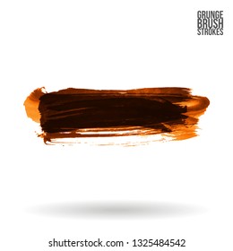 Orange brush stroke and texture. Grunge vector abstract hand - painted element. Underline and border design.