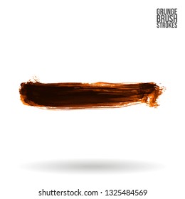 Orange brush stroke and texture. Grunge vector abstract hand - painted element. Underline and border design.