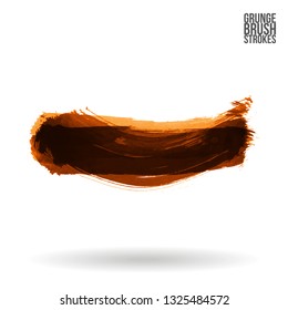 Orange brush stroke and texture. Grunge vector abstract hand - painted element. Underline and border design.