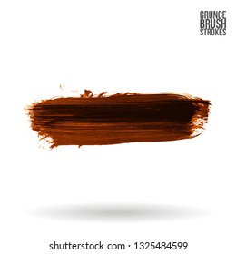 Orange brush stroke and texture. Grunge vector abstract hand - painted element. Underline and border design.