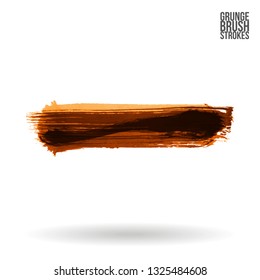 Orange brush stroke and texture. Grunge vector abstract hand - painted element. Underline and border design.