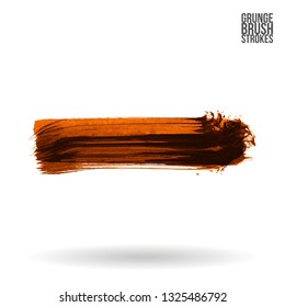 Orange brush stroke and texture. Grunge vector abstract hand - painted element. Underline and border design.
