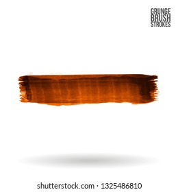 Orange brush stroke and texture. Grunge vector abstract hand - painted element. Underline and border design.