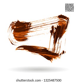 Orange brush stroke and texture. Grunge vector abstract hand - painted element. Underline and border design.