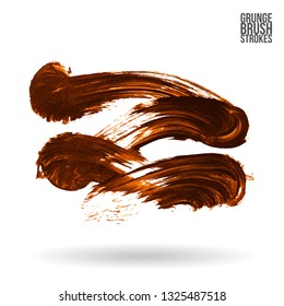 Orange brush stroke and texture. Grunge vector abstract hand - painted element. Underline and border design.