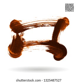 Orange brush stroke and texture. Grunge vector abstract hand - painted element. Underline and border design.
