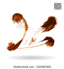 Orange brush stroke and texture. Grunge vector abstract hand - painted element. Underline and border design.