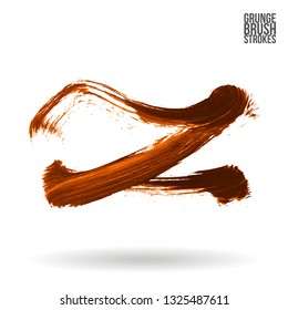 Orange brush stroke and texture. Grunge vector abstract hand - painted element. Underline and border design.