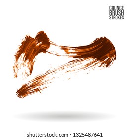 Orange brush stroke and texture. Grunge vector abstract hand - painted element. Underline and border design.
